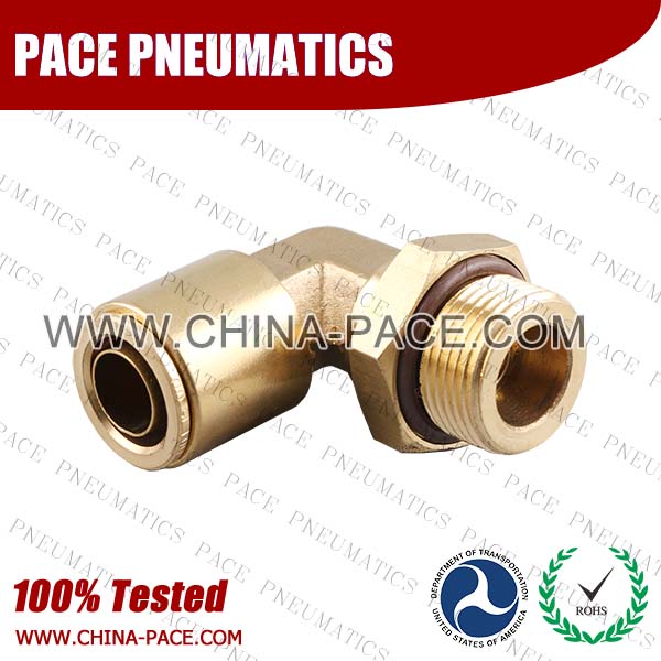 Metric Thread Male Elbow Swivel DOT Push To Connect Air Brake Fittings, DOT Push In Air Brake Tube Fittings, DOT Approved Brass Push To Connect Fittings, DOT Fittings, DOT Air Line Fittings, Air Brake Parts